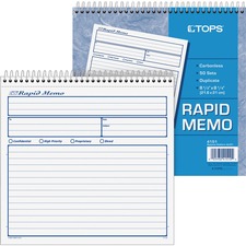 Tops TOP 4151 Rapid Memo Book - Spiral Bound - 2 Partcarbonless Copy -