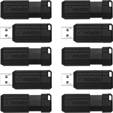 Verbatim 70901 Pinstripe Usb Drive - 64 Gb - Usb 2.0 - Black - 10  Pac