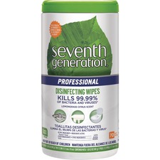 Seventh 44753CT Professional Disinfecting Wipes - Wipe - Lemongrass Ci