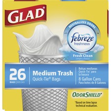 The CLO 78815 Clorox Medium Quick-tie Trash Bags - Odorshield - Fresh 