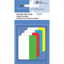 Sparco SPR 34249 Durable Index Tabs - Write-on Tab(s) - 0.10 Tab Heigh