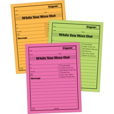 Tops ABF 9711NEON Adams Neon While You Were Out Message Pads - 50 Shee