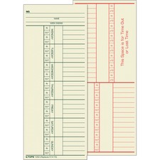 Tops TOP 1260 2-sided Weekly Time Cards - Double Sided Sheet - 3.37 X 