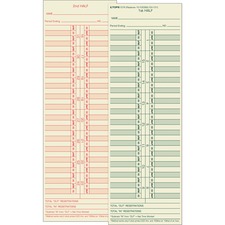 Tops TOP 1276 Semi-monthly Time Cards - Double Sided Sheet - 3.50 X 10