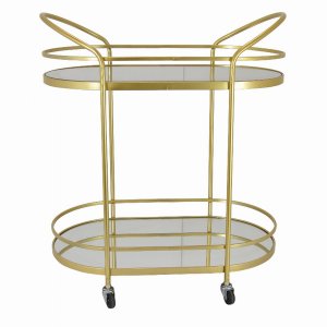 Plutus PBTH93273 Metal Mirrored Plant Stand In Gold Metal