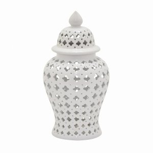 Plutus PBTH92912 Ceramic Jar- White In White Porcelain