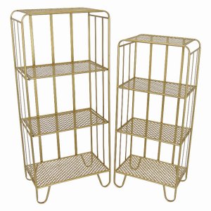 Plutus PBTH94813 Planter Stand In Gold Metal Set Of 2