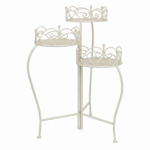 Plutus PBTH92397 Metal Plant Stand In White Metal