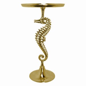 Plutus PBTH93689 Metal Seahorse Table In Gold Metal