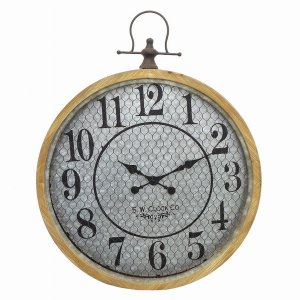 Plutus PBTH93183 Woodmetal Clock In Brown Metal