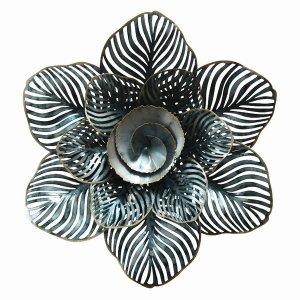 Plutus PBTH92575 Flower Wall Decor In Blue Metal