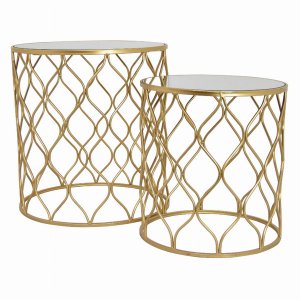 Plutus PBTH92411 Metal Plant Stand In Gold Metal Set Of 2