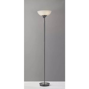 Homeroots.co 372741 Modern Black Nickel Thick Pole Torchiere Floor Lam