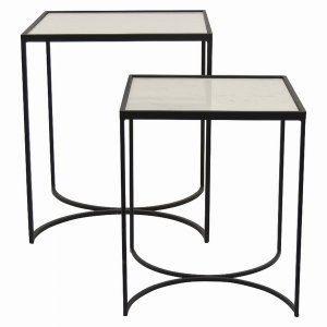 Plutus PBTH92105 Metal Plant Stand Set Of 2 In Black Metal