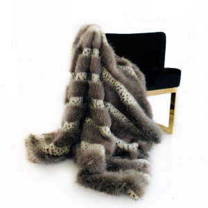 Plutus PBDT1611-9090-TC Plutus Gray  Two Tone Feather Faux Fur Luxury 