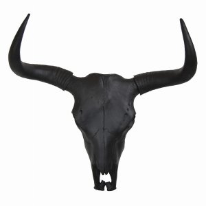 Plutus PBTH93816 Bison Skull Wall Decor Black In Black Resin