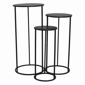 Plutus PBTH92467 Metal Plant Stand In Black Metal Set Of 3