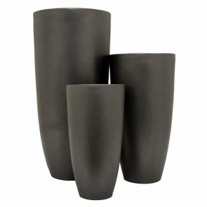 Plutus PBTH93952 Planter Black In Black Resin Set Of 3