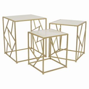 Plutus PBTH94065 Metal Plant Stand -set Of 3 In Gold Metal