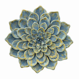 Plutus PBTH93791 Flower Wall Decor In Blue Metal