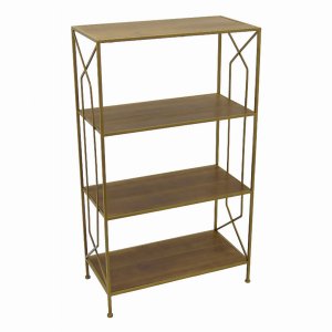 Plutus PBTH93939 Wood Metal Plant Stand In Gold Metal