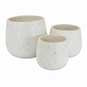 Plutus PBTH92545 Planter Set Of 3 In White Resin