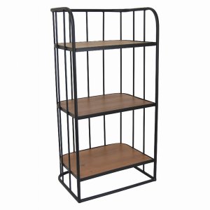 Plutus PBTH93481 Metal With Wood Plant Stand In Black Metal