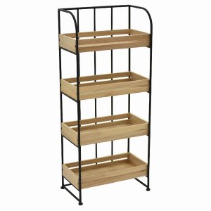 Plutus PBTH92878 Metalwood Plant Stand In Brown Metal