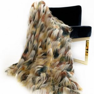 Plutus PBDT1607-6084-TC Plutus Multi-color  Fancy Feather Faux Fur Lux