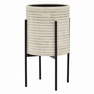 Plutus PBTH94225 Metal Planter With Stand 26 Height In White