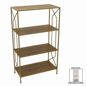 Plutus PBTH93940 Wood Metal Plant Stand In White Metal