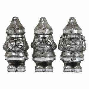 Plutus PBTH93754 Gnome Decoration In Silver Resin Set Of 3