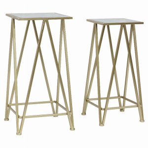 Plutus PBTH92578 Metal Plant Stand In Champagne Metal Set Of 2