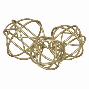 Plutus PBTH93208 Metal Tabletop Orb In Gold Metal Set Of 3