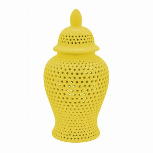 Plutus PBTH94458 Ceramic Jar - Yellow In Yellow Porcelain