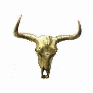 Plutus PBTH93810 Bison Skull Wall Decor - Gold In Gold Resin