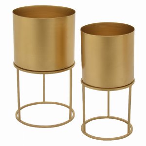 Plutus PBTH92603 Metal Planter Set Of Two In Gold Metal