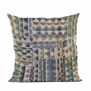 Plutus PBRA2494-2626-DP Plutus Blue Pyramids Border Luxury Throw Pillo