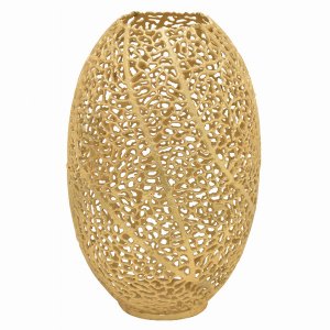 Plutus PBTH93980 Metal Pierced Vase In Gold Metal