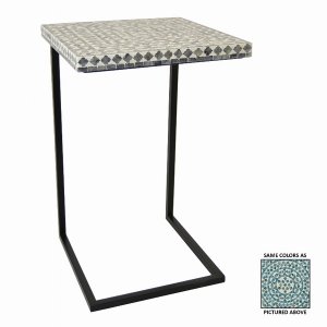 Plutus PBTH93449 Wood Side Table With Capiz In Gray Wood