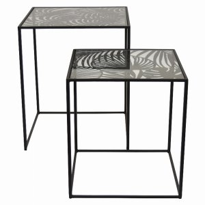 Plutus PBTH92106 Metal Plant Stand Set Of 2 In Black Metal