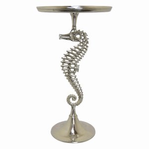 Plutus PBTH93687 Metal Seahorse Table In Silver Metal