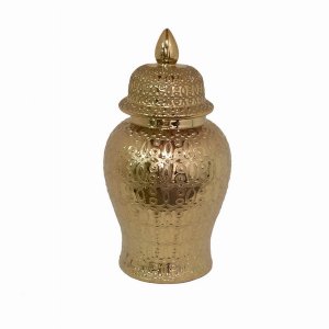 Plutus PBTH94375 Temple Jar In Gold Porcelain