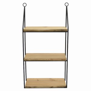 Plutus PBTH92134 3 Tier Wall Mount Bookshelf Black Metal Frame, Wood S