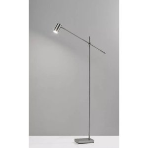 Homeroots.co 372702 Brushed Steel Metal Floor Lamp Tilt Arm Led Task L