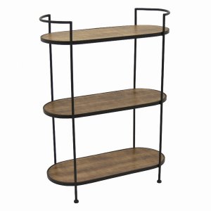 Plutus PBTH93947 Wood Metal Plant Stand In Black Metal