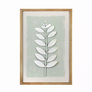 Homeroots.co 376571 Leaf Wall Art With Ivory Distress Finish