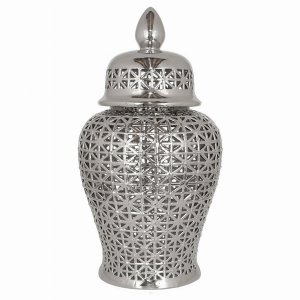 Plutus PBTH93505 Pierced Jar In Silver Porcelain