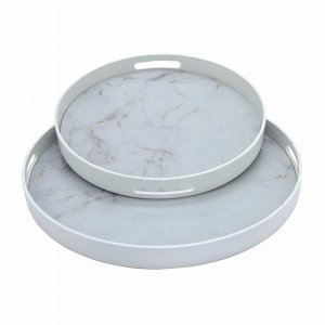 Plutus PBTH93629 Tray Set Of 2 In White Glass