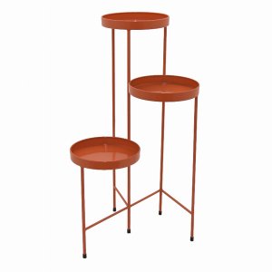 Plutus PBTH92686 Metal Plant Stand 3 Tier In Orange Metal